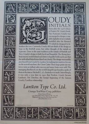 Page from The Folio displaying Goudy Initials